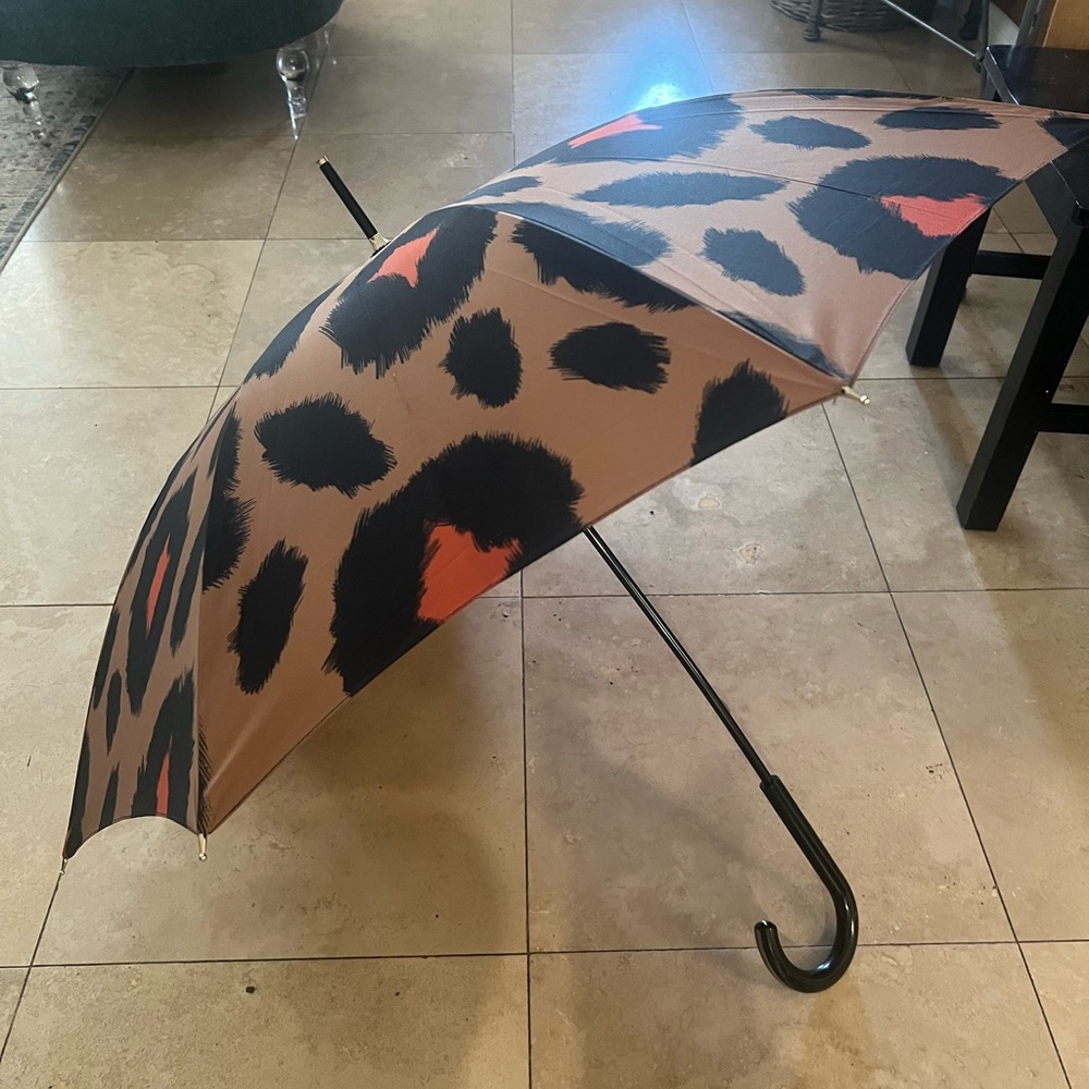 Burberry Black and Tan Umbrella with Button Detail